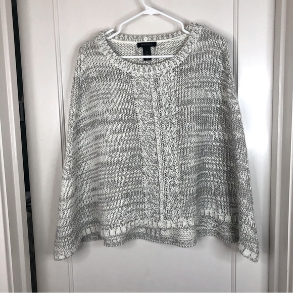 WHBM gray with metallic thread detail knit cape poncho Size XS - Picture 2 of 9